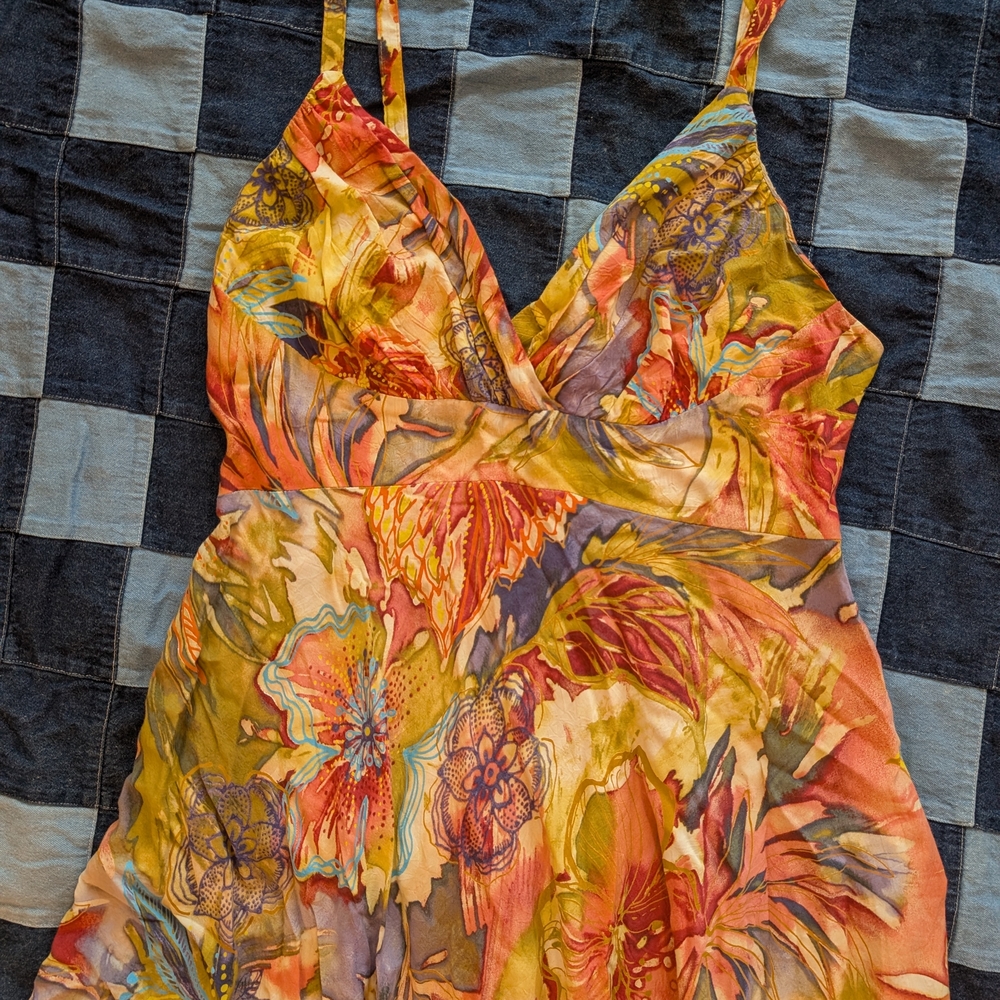 Jams World Tropical Print Dress with Warm Hues